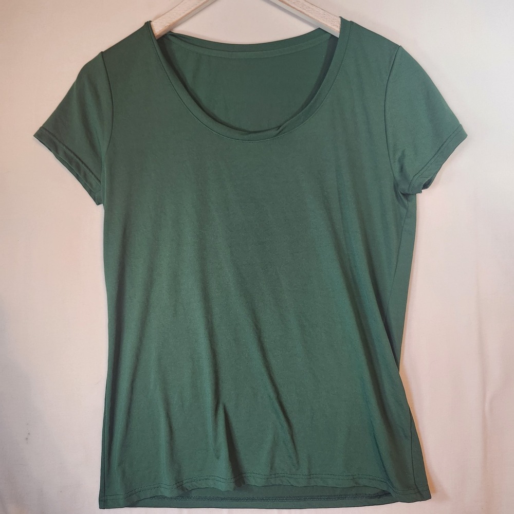 Unbranded Dark Green Scoop Neck Short Sleeve Performance Tee Shirt